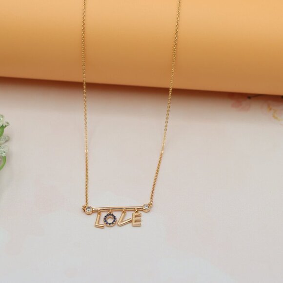 Elegant Rose Gold 'LOVE' Pendant Necklace with Dainty Chain, XPNL0197 - Picture 10 of 13